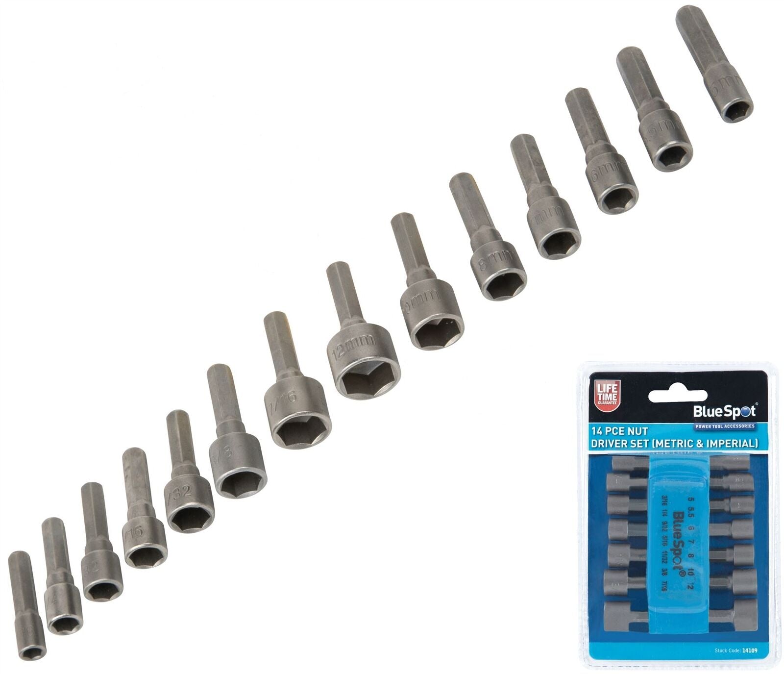 BlueSpot 14Pc Nut Driver Set For Drill Driver Socket Nuts Hex Bolts Screws 14109 BlueSpot 14Pc Nut Driver Set For Drill Driver Socket Nuts Hex Bolts Screws 14109
