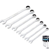 Bluespot 7pc Metric 8-19mm Combination Ratchet Spanner Set Garage Auto Repair
