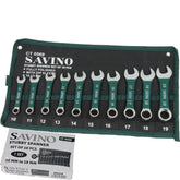 Savino 10pc Stubby Metric Combination Spanner Wrench Set 10mm - 19mm