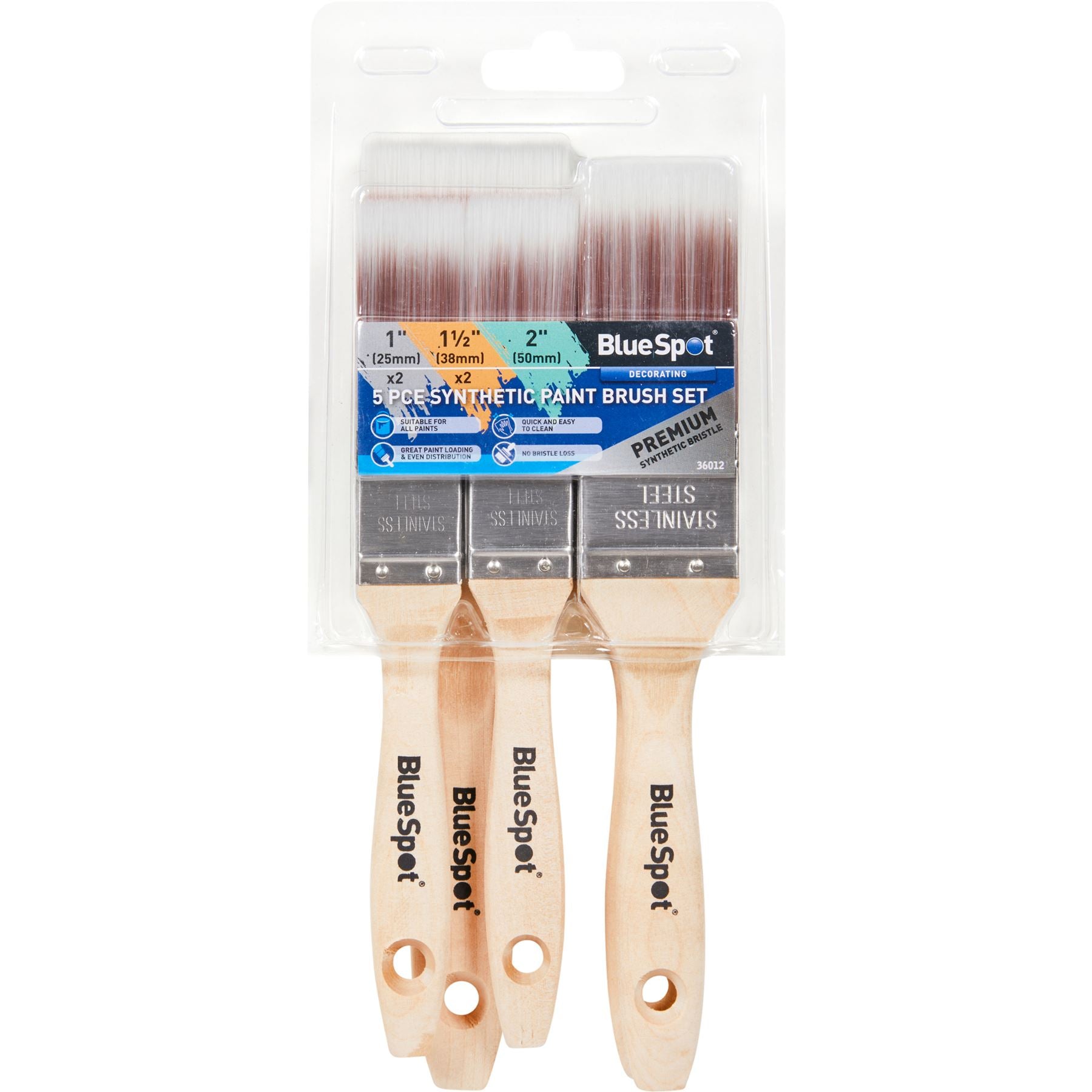 BlueSpot Synthetic Wooden Handle Paint Brushes Decorating DIY Brush 1" - 4" BlueSpot Synthetic Wooden Handle Paint Brushes Decorating DIY Brush 1" - 4"