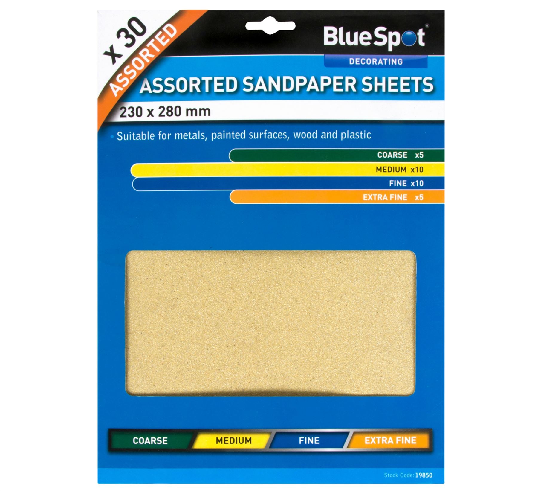 BlueSpot Packs of Sanding Sheet Sandpaper Coarse Medium Fine Or Assorted Pack BlueSpot Packs of Sanding Sheet Sandpaper Coarse Medium Fine Or Assorted Pack