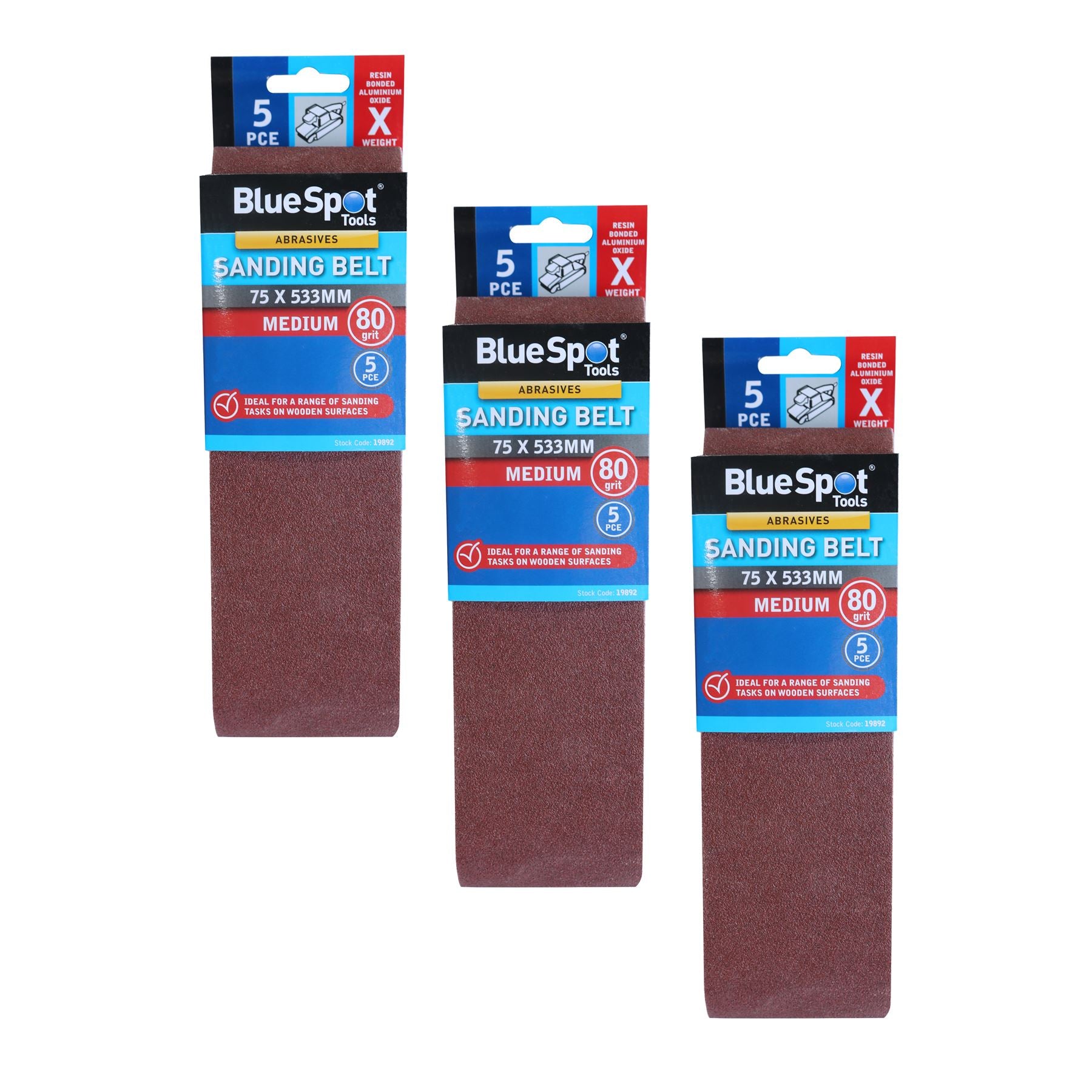Bluespot Sanding Belts Assorted Grit Paint Removal Belt Sander 75mm X 533mm Bluespot Sanding Belts Assorted Grit Paint Removal Belt Sander 75mm X 533mm