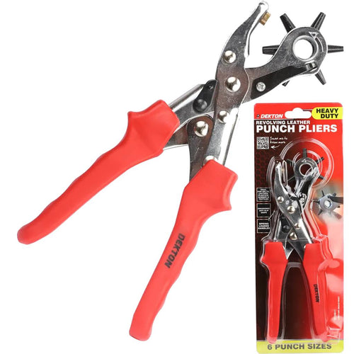 Dekton Hole Making Punch Pliers Pro Leather Belt Tool Heavy Duty Kit 6 Sizes