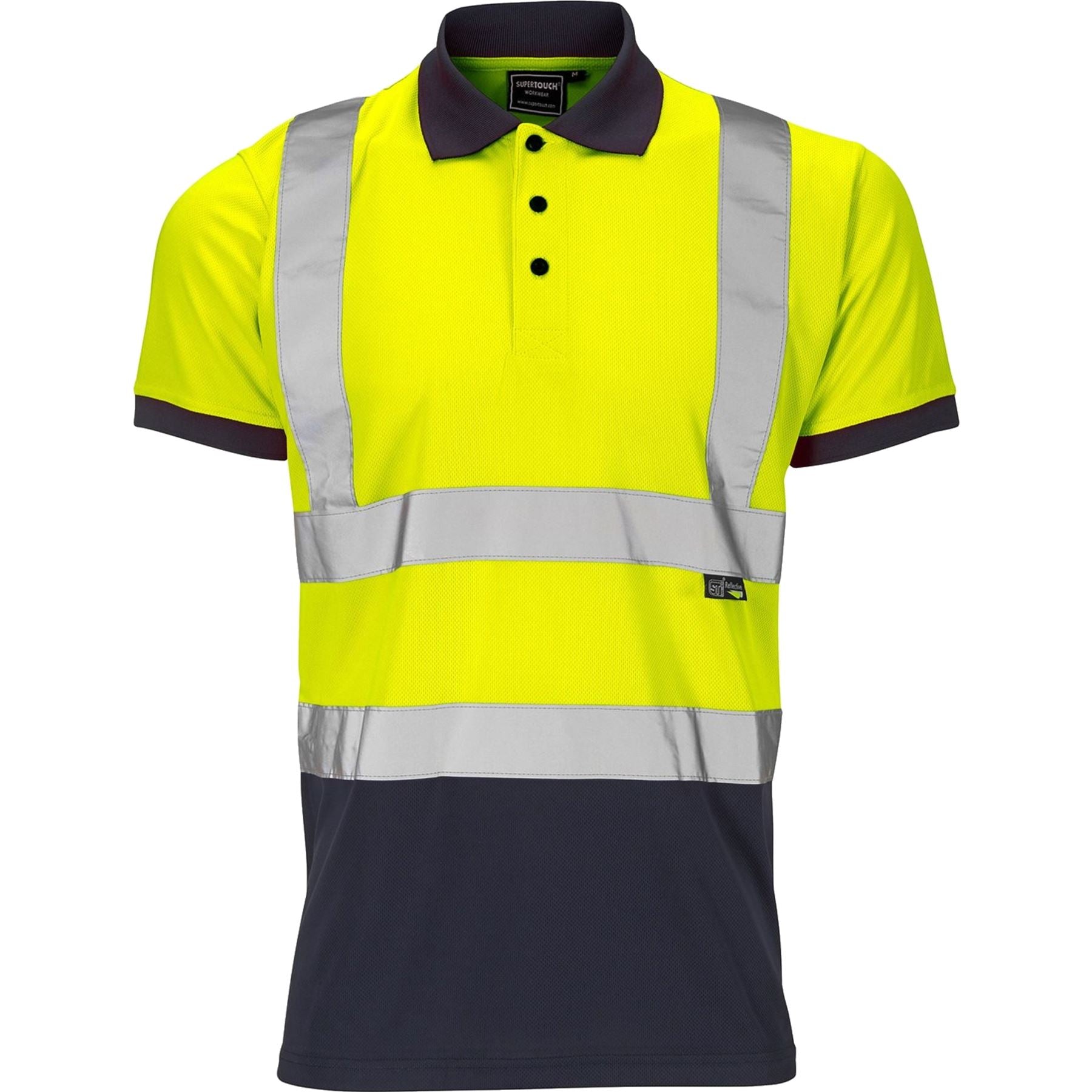 SuperTouch Work Hi Vis Viz Yellow Orange High Visibility Workwear Polo Shirt SuperTouch Work Hi Vis Viz Yellow Orange High Visibility Workwear Polo Shirt