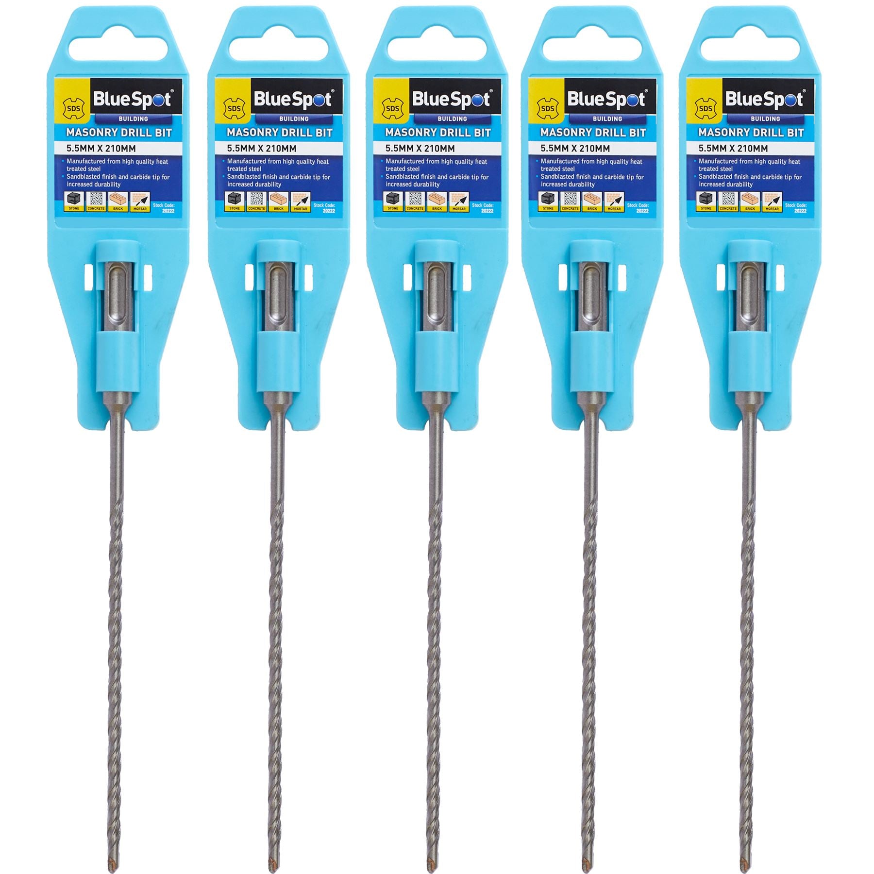 BlueSpot SDS Masonry Hammer Drill Bits Stone Brick Concrete 5.5, 6, 6.5 0r 7mm BlueSpot SDS Masonry Hammer Drill Bits Stone Brick Concrete 5.5, 6, 6.5 0r 7mm