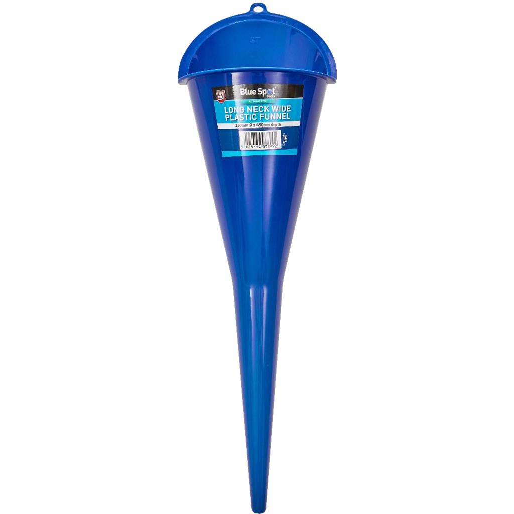 BlueSpot Long Neck Wide Multipurpose Plastic Pouring Funnel 465mm x 130mm Tool BlueSpot Long Neck Wide Multipurpose Plastic Pouring Funnel 465mm x 130mm Tool