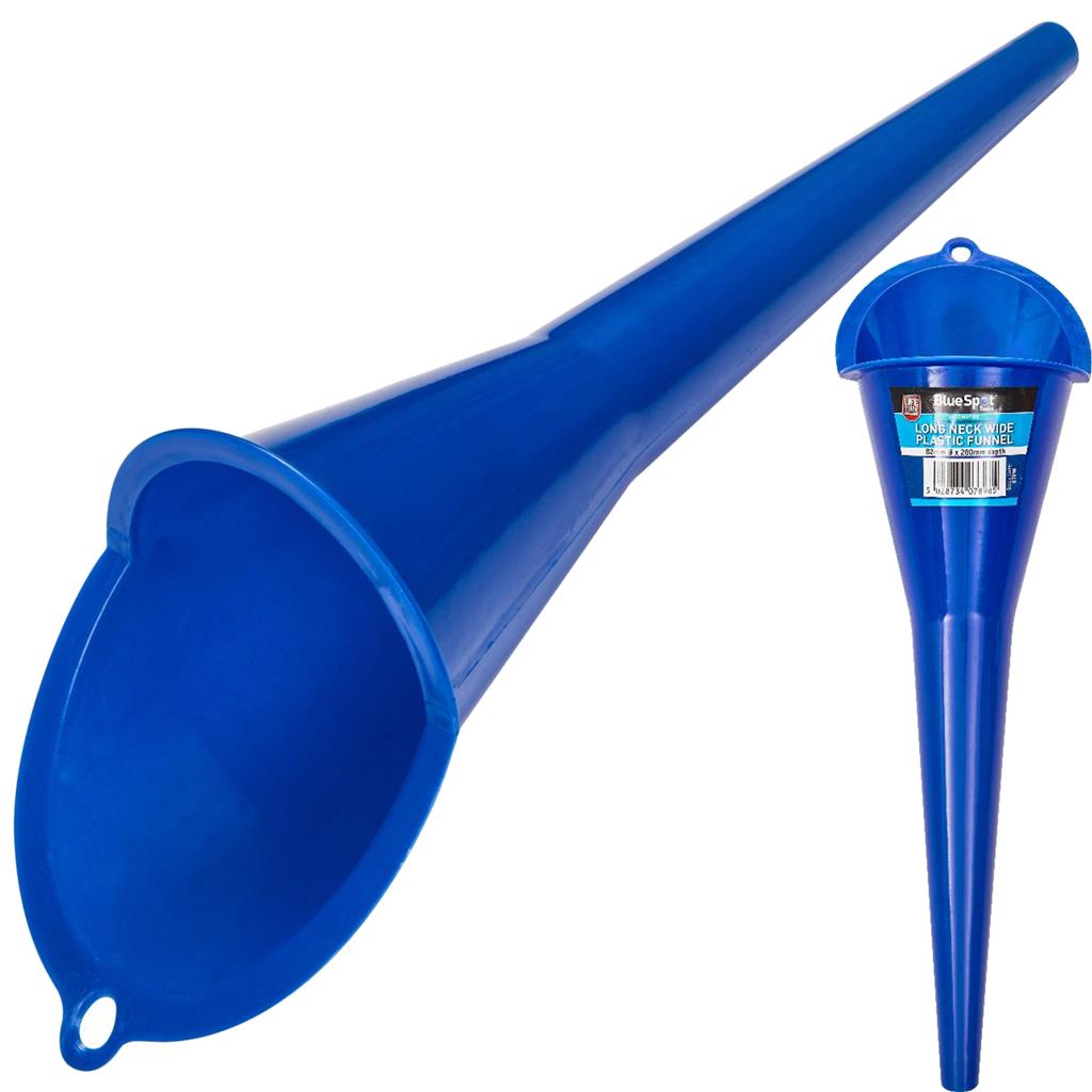 BlueSpot Long Neck Wide Multipurpose Plastic Pouring Funnel 280mm x 82mm Tool BlueSpot Long Neck Wide Multipurpose Plastic Pouring Funnel 280mm x 82mm Tool