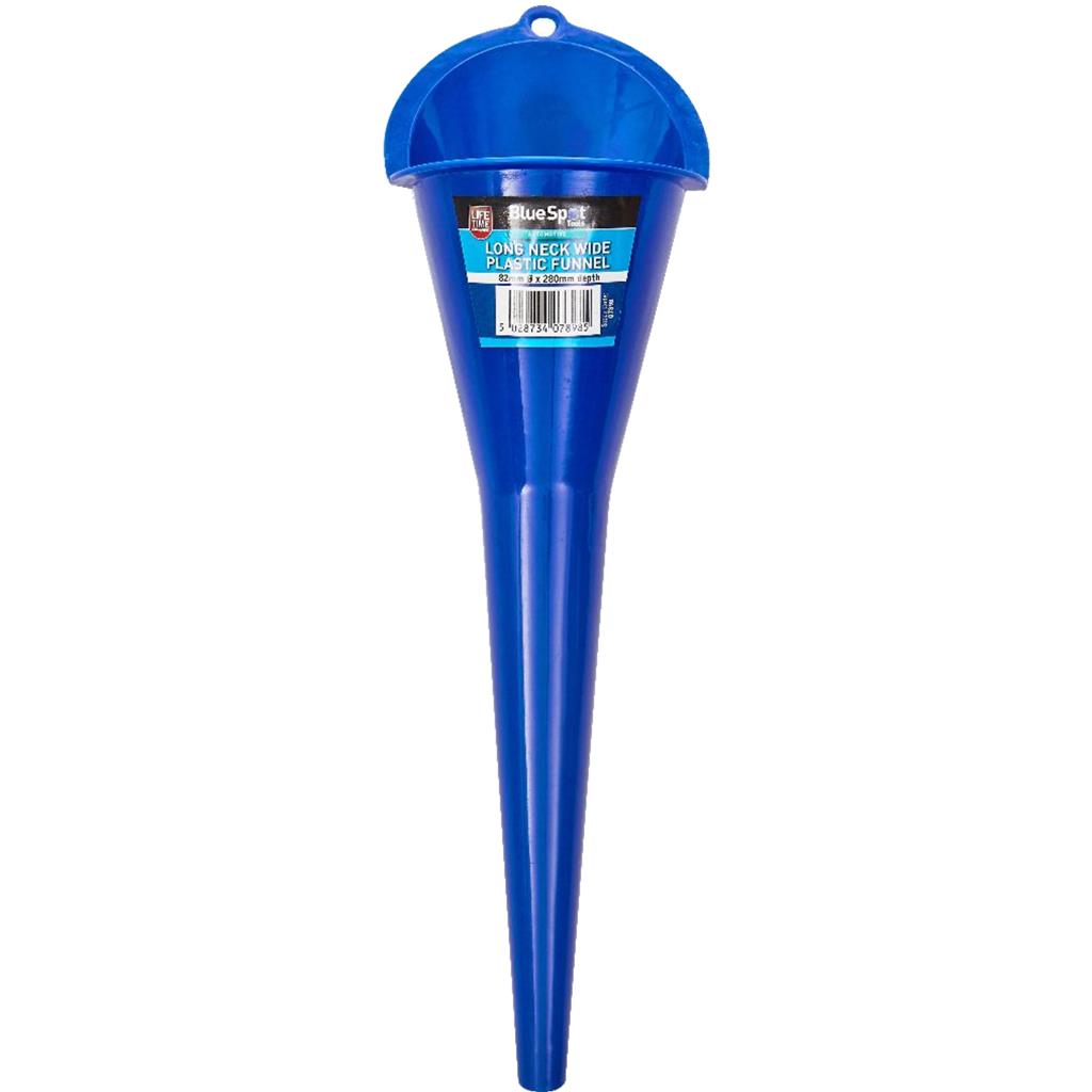 BlueSpot Long Neck Wide Multipurpose Plastic Pouring Funnel 280mm x 82mm Tool BlueSpot Long Neck Wide Multipurpose Plastic Pouring Funnel 280mm x 82mm Tool