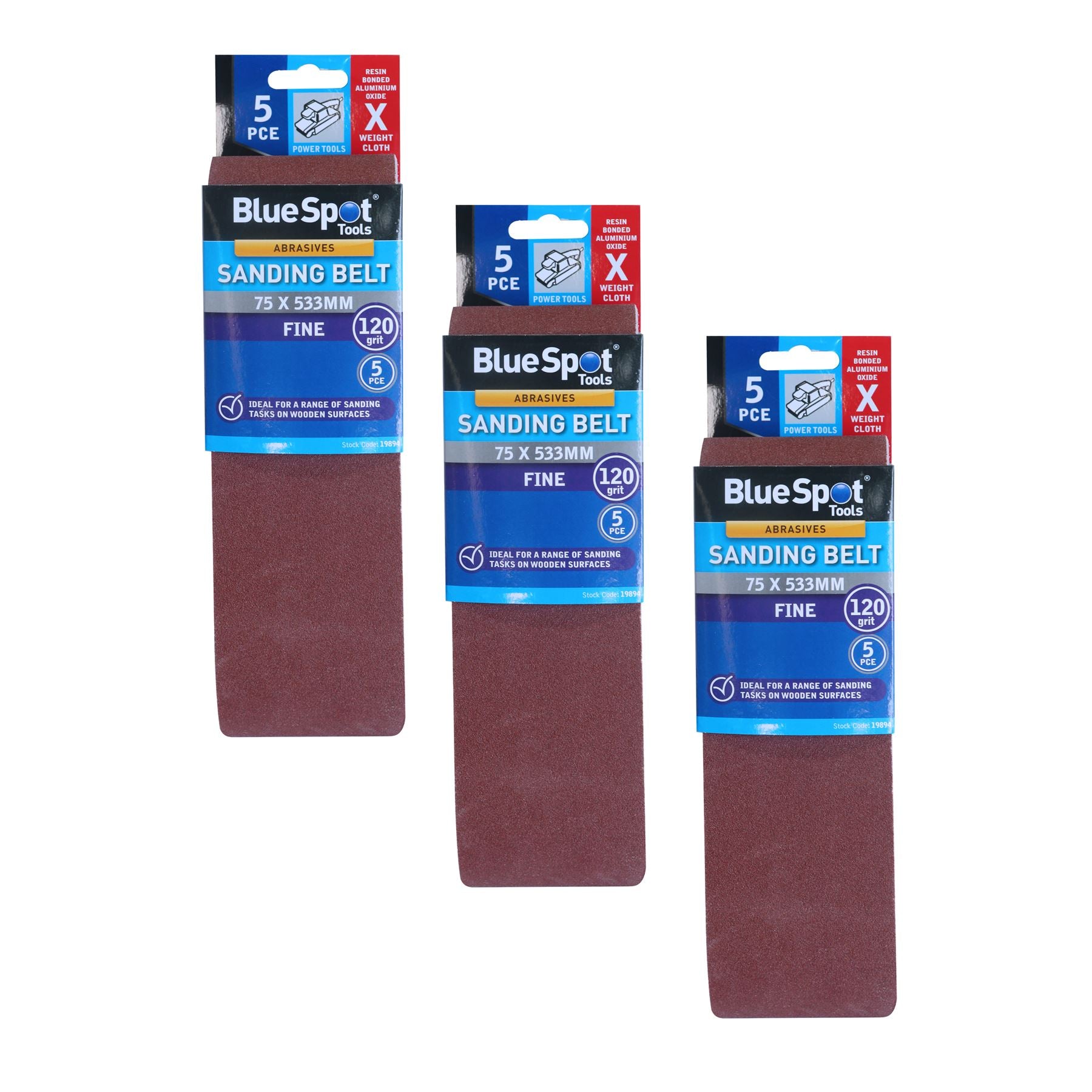 Bluespot Sanding Belts Assorted Grit Paint Removal Belt Sander 75mm X 533mm Bluespot Sanding Belts Assorted Grit Paint Removal Belt Sander 75mm X 533mm