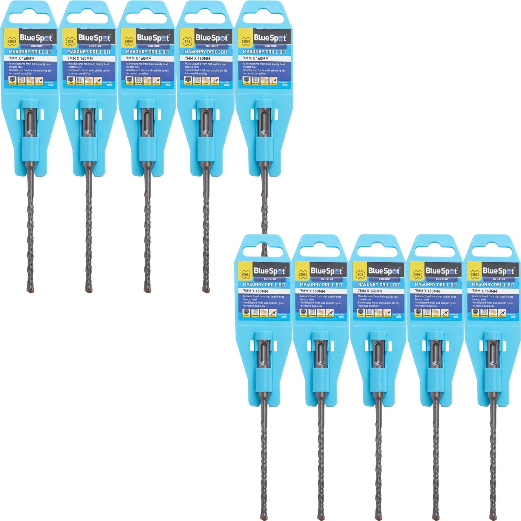 BlueSpot SDS Masonry Hammer Drill Bits Stone Brick Concrete 5.5, 6, 6.5 0r 7mm BlueSpot SDS Masonry Hammer Drill Bits Stone Brick Concrete 5.5, 6, 6.5 0r 7mm