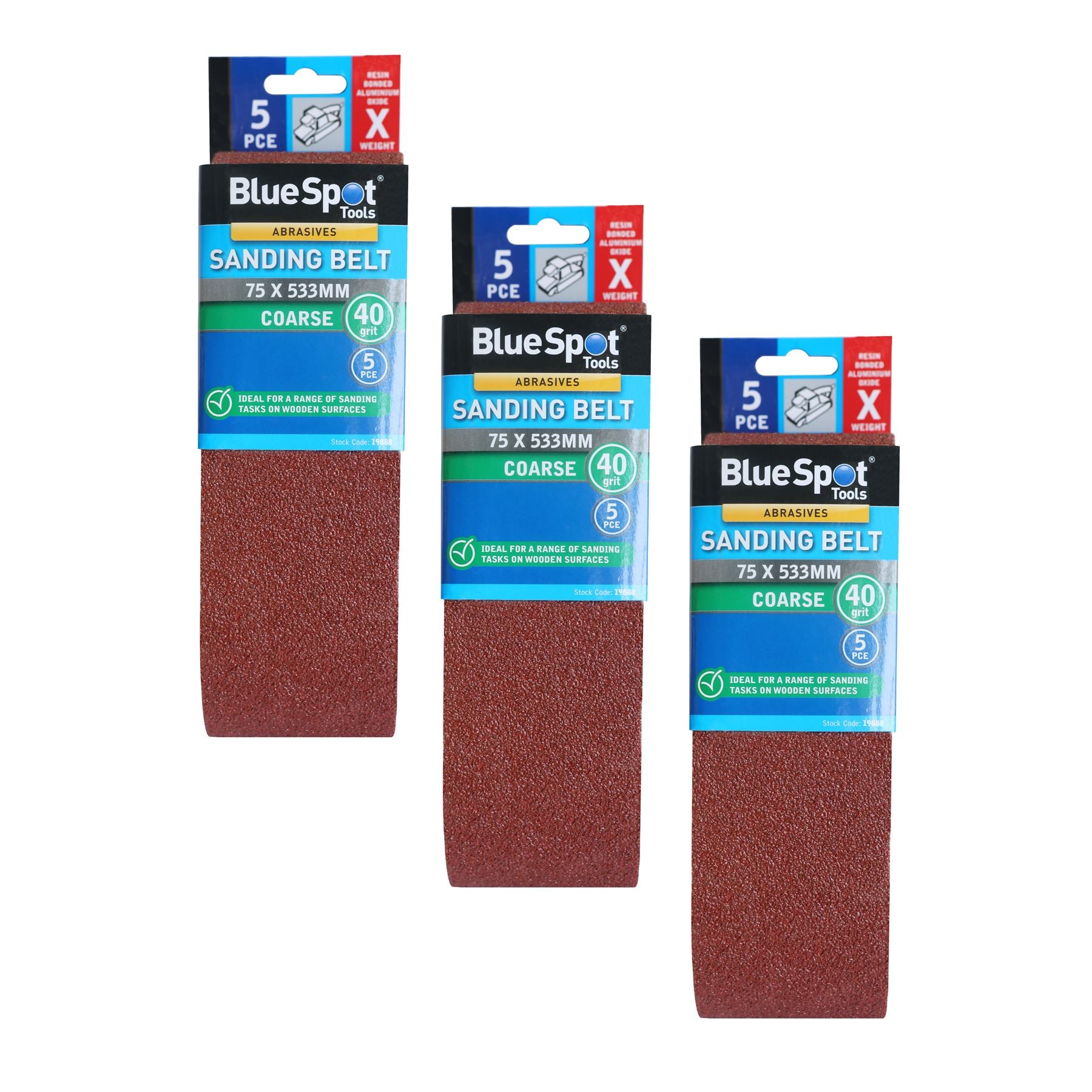 Bluespot Sanding Belts Assorted Grit Paint Removal Belt Sander 75mm X 533mm Bluespot Sanding Belts Assorted Grit Paint Removal Belt Sander 75mm X 533mm