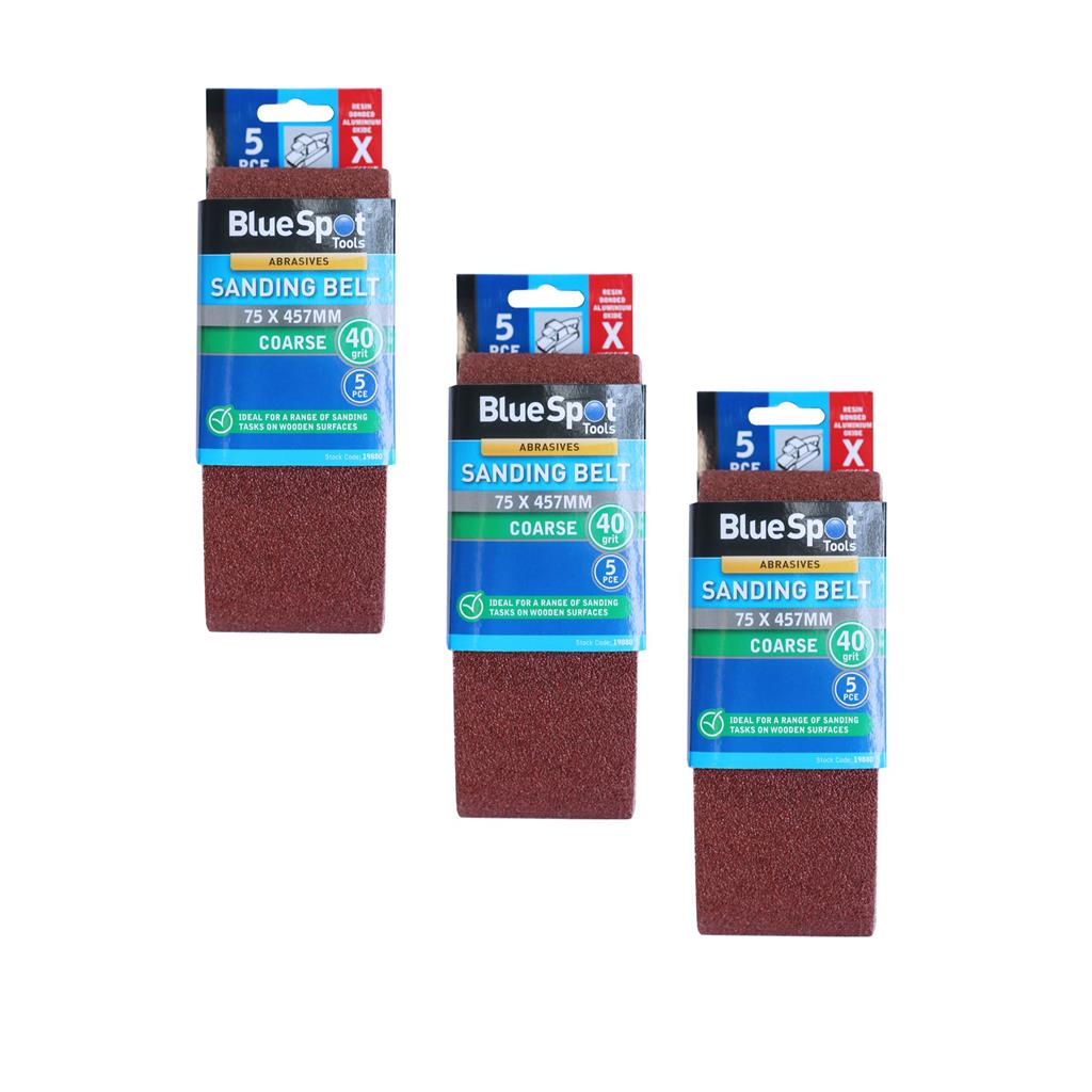 Bluespot Sanding Belts Assorted Grit Paint Removal Belt Sander 75mm X 457mm Bluespot Sanding Belts Assorted Grit Paint Removal Belt Sander 75mm X 457mm