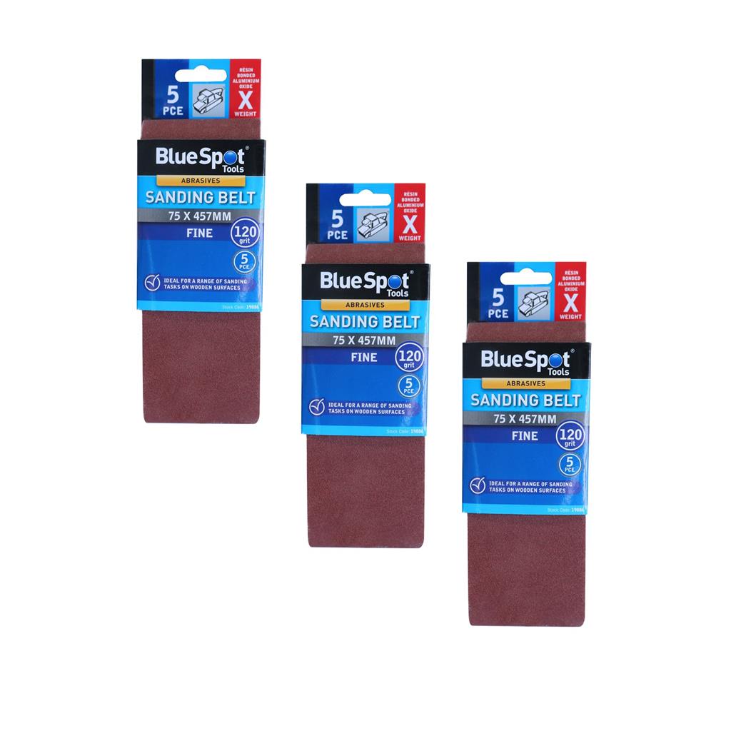 Bluespot Sanding Belts Assorted Grit Paint Removal Belt Sander 75mm X 457mm Bluespot Sanding Belts Assorted Grit Paint Removal Belt Sander 75mm X 457mm