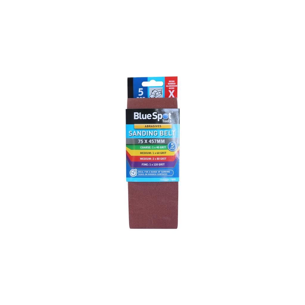 Bluespot Sanding Belts Assorted Grit Paint Removal Belt Sander 75mm X 457mm Bluespot Sanding Belts Assorted Grit Paint Removal Belt Sander 75mm X 457mm