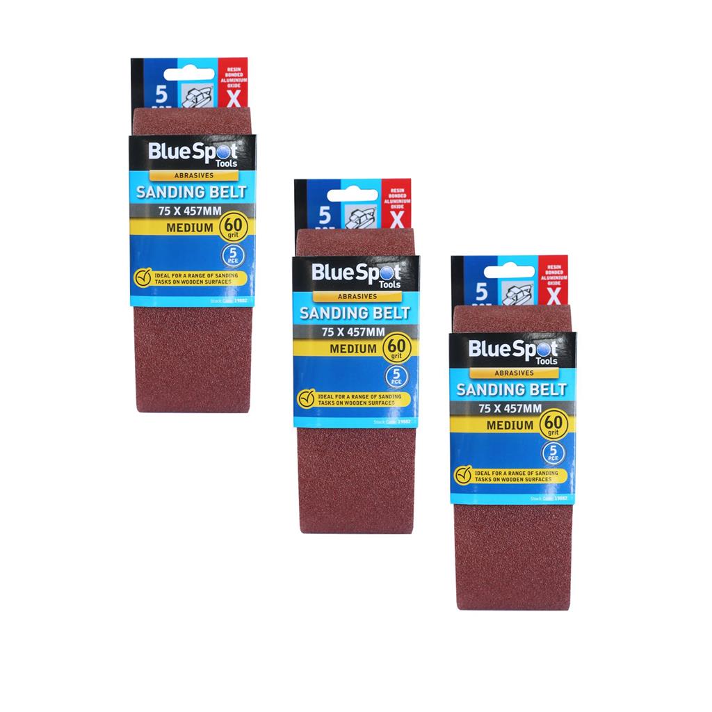 Bluespot Sanding Belts Assorted Grit Paint Removal Belt Sander 75mm X 457mm Bluespot Sanding Belts Assorted Grit Paint Removal Belt Sander 75mm X 457mm