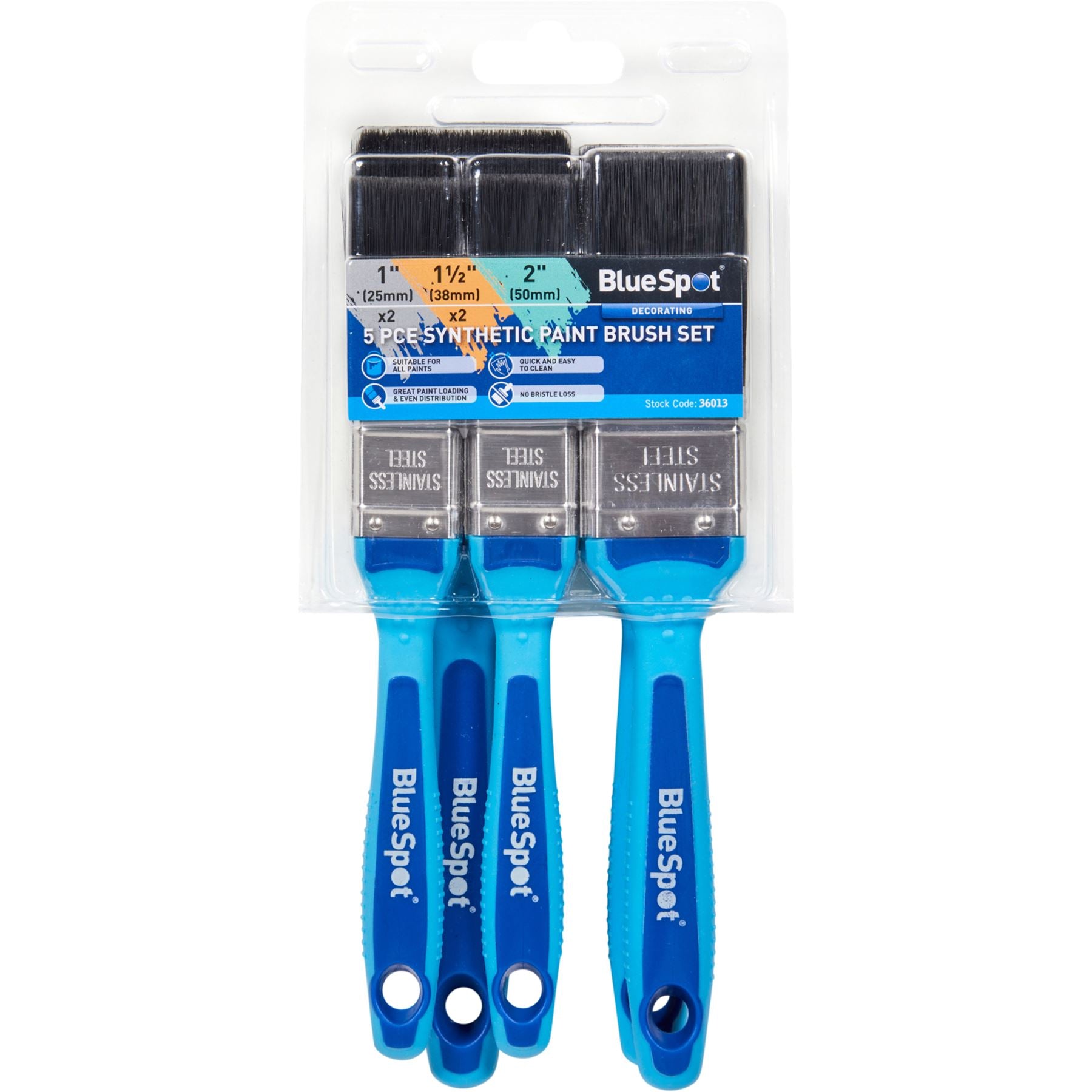 BlueSpot Synthetic Soft Grip Paint Brushes Decorating Fence DIY Brush 1" To 4" BlueSpot Synthetic Soft Grip Paint Brushes Decorating Fence DIY Brush 1" To 4"