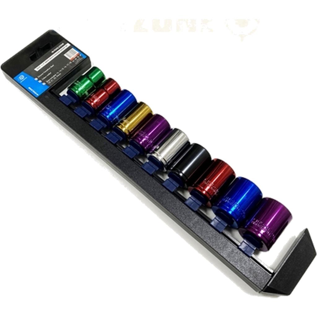 Toolzone 10pc Multi Coloured Metric Shallow Socket 13mm - 24mm Set 1/2" Drive Toolzone 10pc Multi Coloured Metric Shallow Socket 13mm - 24mm Set 1/2" Drive