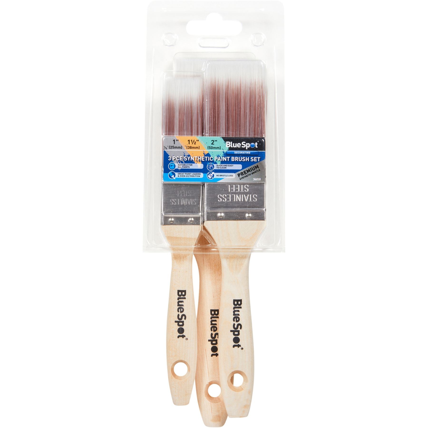 BlueSpot Synthetic Wooden Handle Paint Brushes Decorating DIY Brush 1" - 4" BlueSpot Synthetic Wooden Handle Paint Brushes Decorating DIY Brush 1" - 4"
