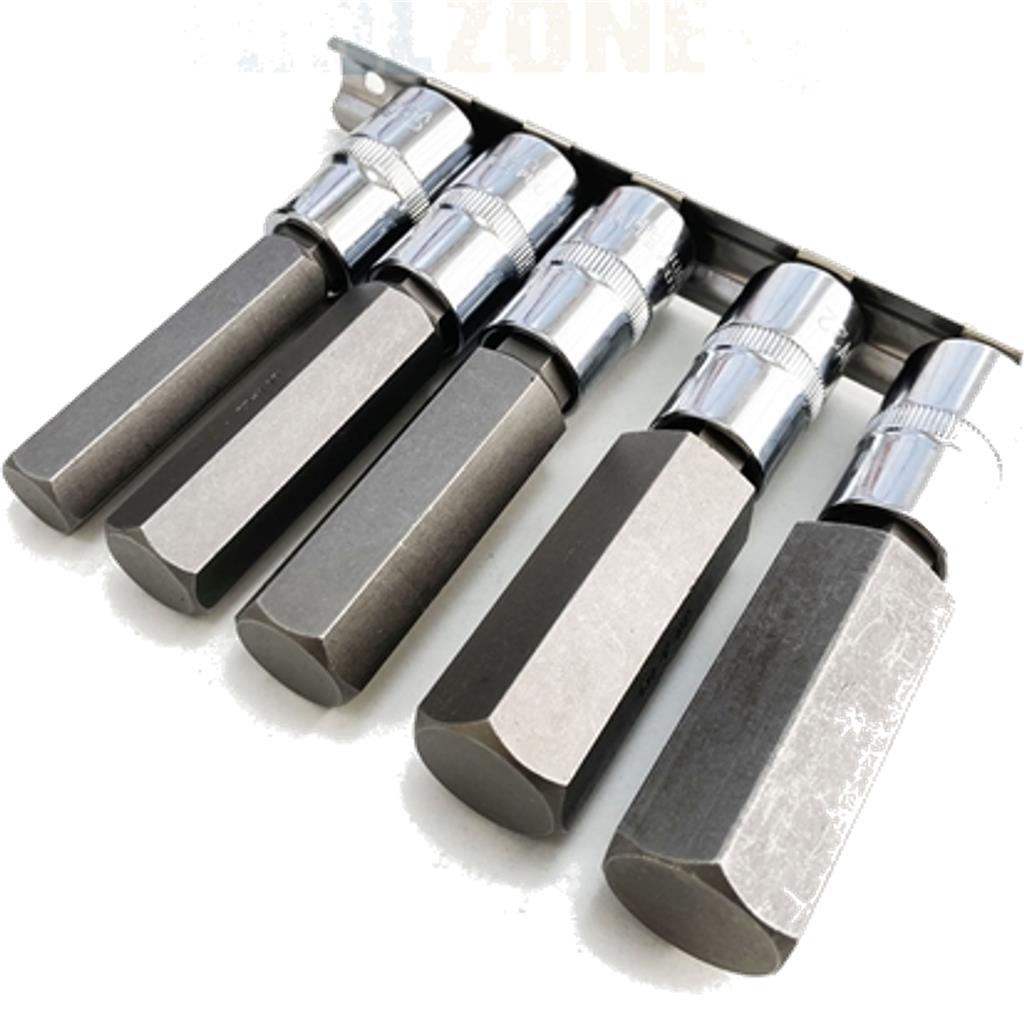 Toolzone 5pc Spline Hex Bit Socket Set 1/2" Drive Sockets 14mm - 24mm 100mm Toolzone 5pc Spline Hex Bit Socket Set 1/2" Drive Sockets 14mm - 24mm 100mm