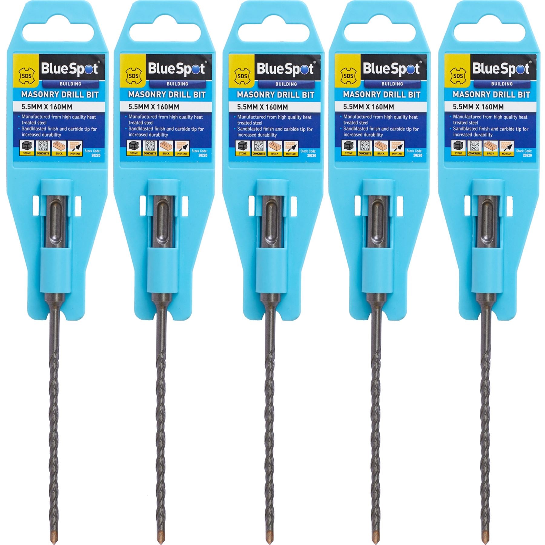 BlueSpot SDS Masonry Hammer Drill Bits Stone Brick Concrete 5.5, 6, 6.5 0r 7mm BlueSpot SDS Masonry Hammer Drill Bits Stone Brick Concrete 5.5, 6, 6.5 0r 7mm