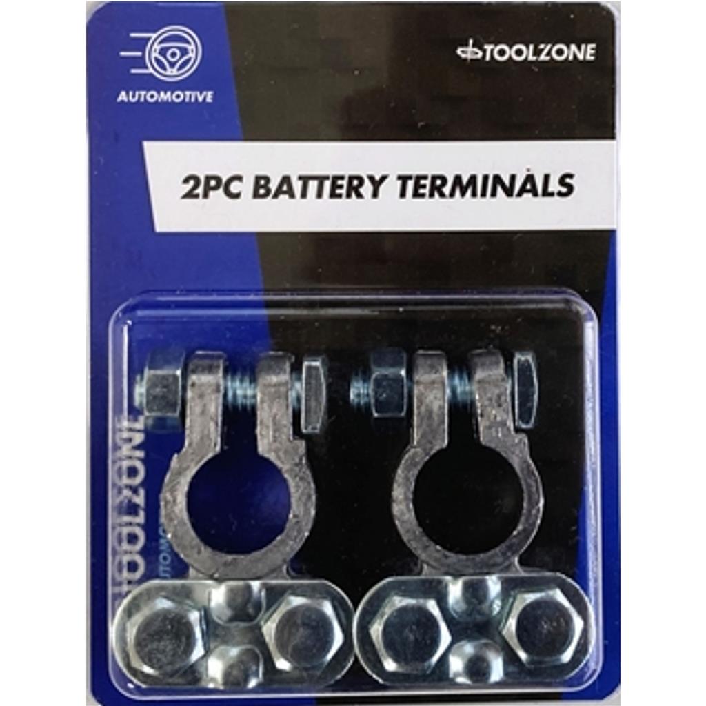 Toolzone 2pc Battery Terminals Connectors Clamps Car Van Caravan Motorhome Toolzone 2pc Battery Terminals Connectors Clamps Car Van Caravan Motorhome