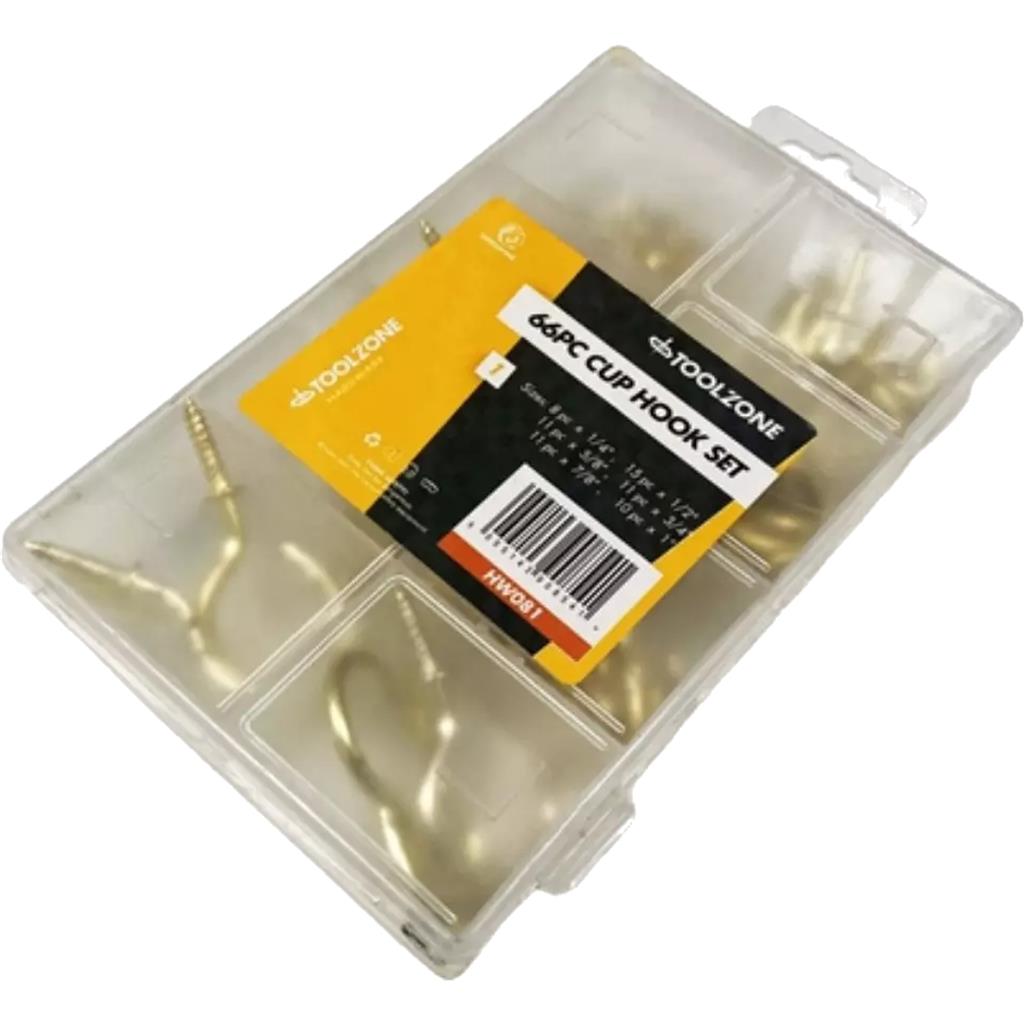 Toolzone 50pc Assorted DIY Workshop Hardware Storage Cup Hook Set Kit Toolzone 50pc Assorted DIY Workshop Hardware Storage Cup Hook Set Kit