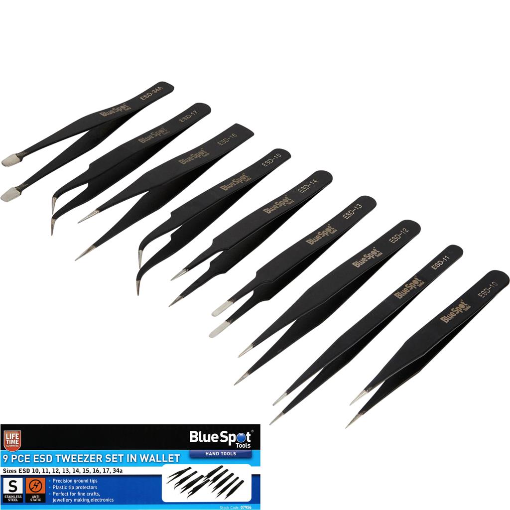 Neilsen 10pc Precision ESD Anti Static Tweezers Jewellery Electronics Set Neilsen 10pc Precision ESD Anti Static Tweezers Jewellery Electronics Set