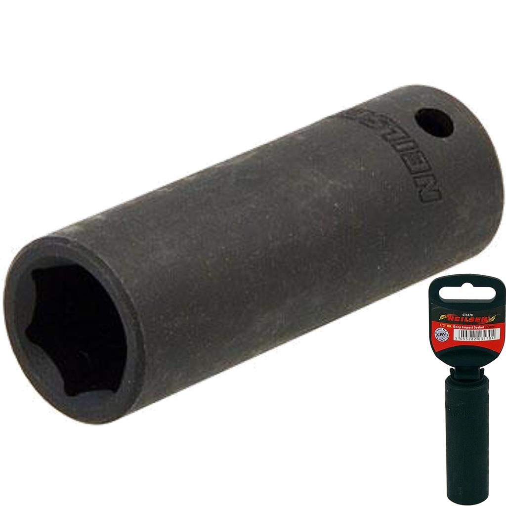 Neilsen 1/2" Drive Standard Deep Square Metric Single Impact Socket 17mm Neilsen 1/2" Drive Standard Deep Square Metric Single Impact Socket 17mm