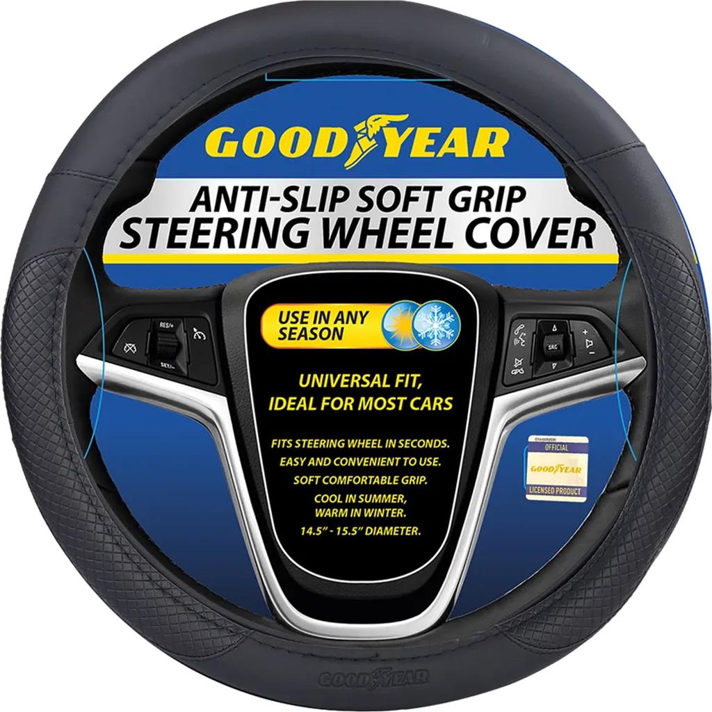 Goodyear Steering Wheel Glove Cover Soft Grip Black Mat Leather Look Universal Goodyear Steering Wheel Glove Cover Soft Grip Black Mat Leather Look Universal