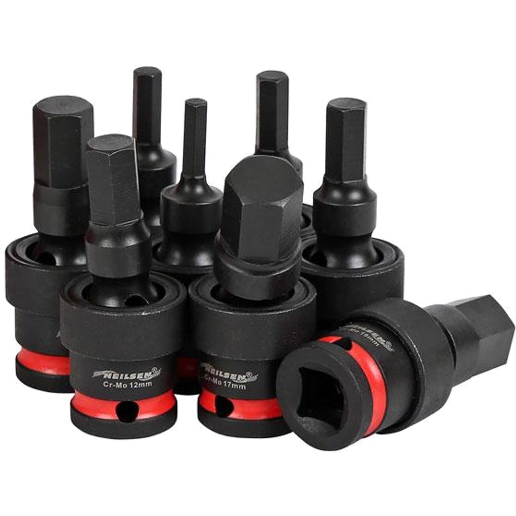 Neilsen Universal Swivel Impact Hex UJ Driver Socket Set 1/2" 6mm - 19mm 8pc Neilsen Universal Swivel Impact Hex UJ Driver Socket Set 1/2" 6mm - 19mm 8pc