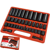 Neilsen 38pc Metric SAE Impact Sockets 8-24mm 3/4" 1/2" Drive Socket Set