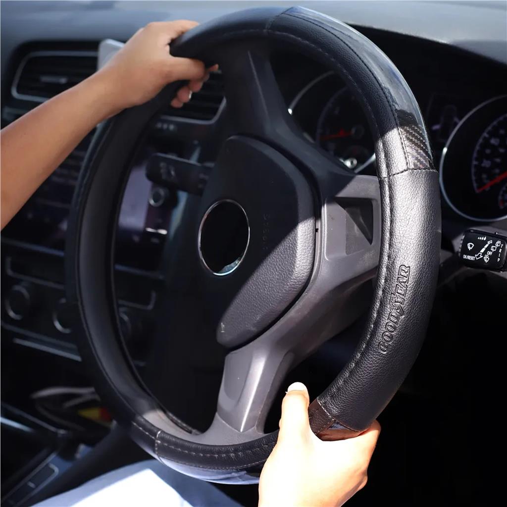 Goodyear Steering Wheel Glove Cover Soft Grip Black Gloss Leather Look Universal Goodyear Steering Wheel Glove Cover Soft Grip Black Gloss Leather Look Universal
