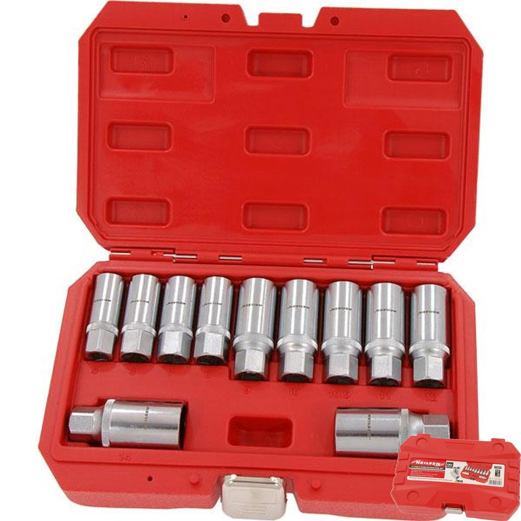 Neilsen Stud Extractor Remover Socket 3/4" 1/2" Drive Broken Studs Tool Set Neilsen Stud Extractor Remover Socket 3/4" 1/2" Drive Broken Studs Tool Set