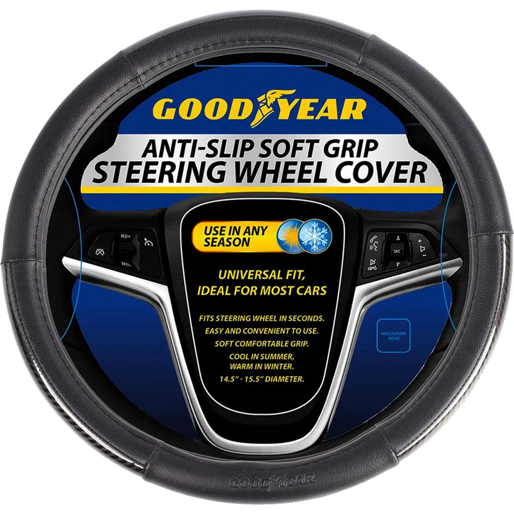Goodyear Steering Wheel Glove Cover Soft Grip Black Gloss Leather Look Universal Goodyear Steering Wheel Glove Cover Soft Grip Black Gloss Leather Look Universal