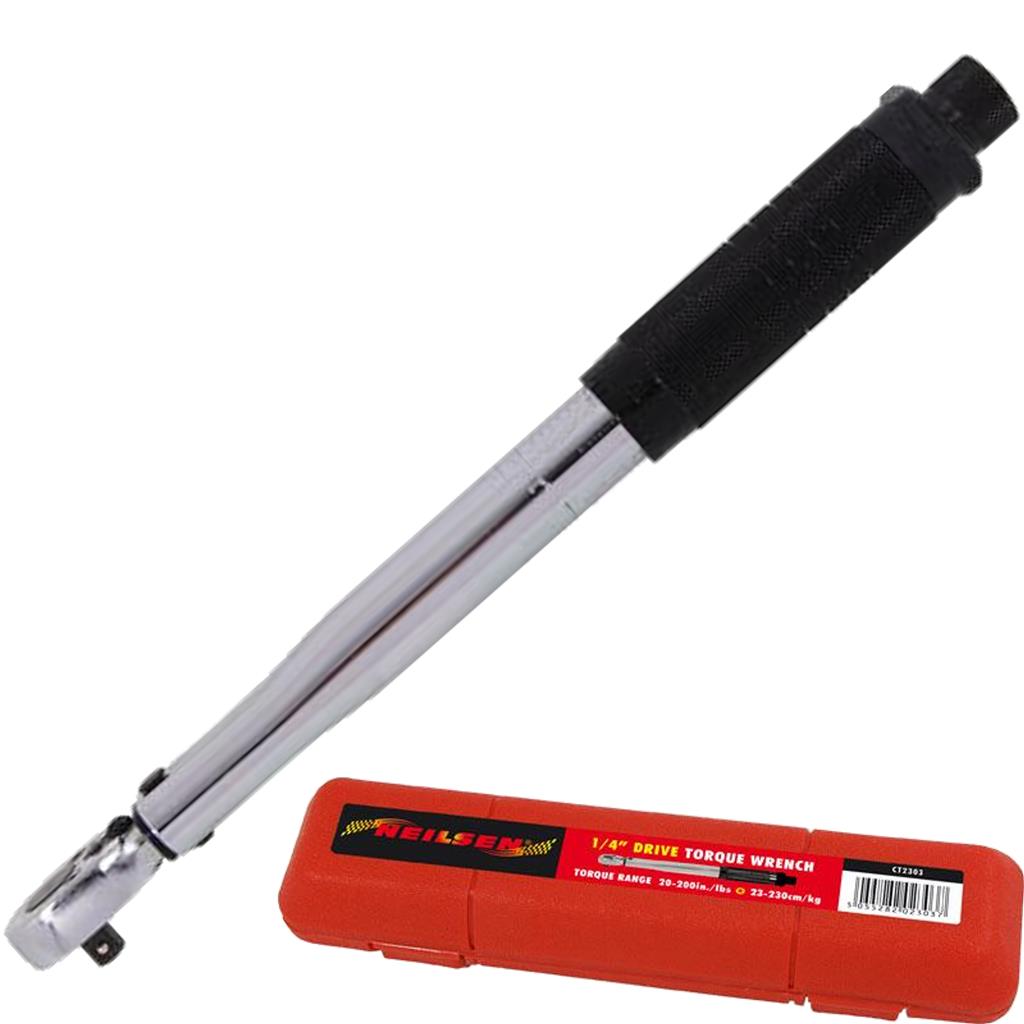 Neilsen Torque Wrench 20 - 200 in/lb 1/4" Square Drive Hand Ratchet Spanner Tool Neilsen Torque Wrench 20 - 200 in/lb 1/4" Square Drive Hand Ratchet Spanner Tool