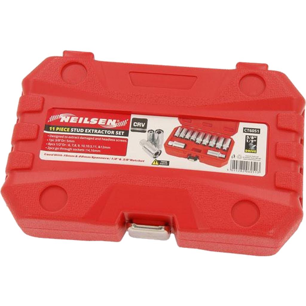 Neilsen Stud Extractor Remover Socket 3/4" 1/2" Drive Broken Studs Tool Set Neilsen Stud Extractor Remover Socket 3/4" 1/2" Drive Broken Studs Tool Set