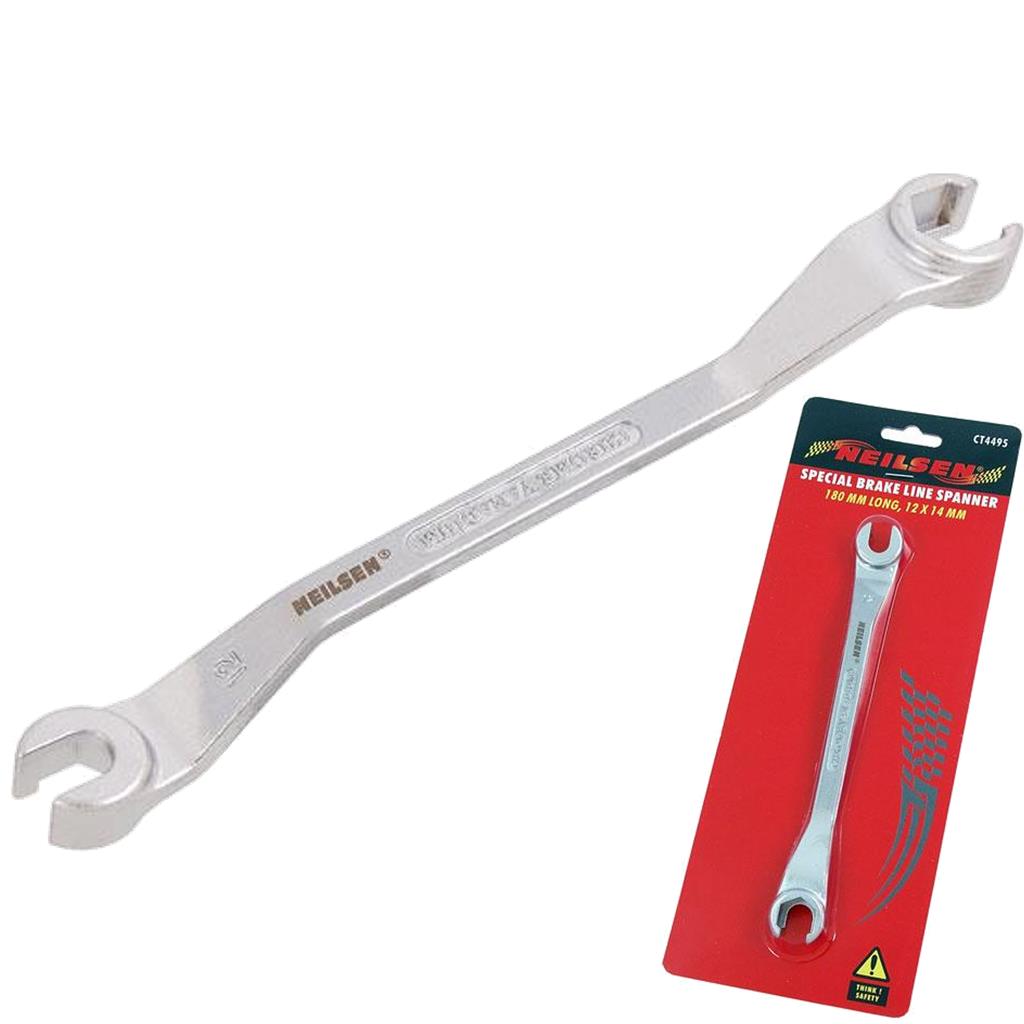 Neilsen Flare Nut Wrench Open-Ended Brake Line Pipe Spanner 12mm 14mm Tool Neilsen Flare Nut Wrench Open-Ended Brake Line Pipe Spanner 12mm 14mm Tool