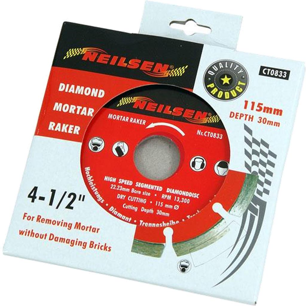 Neilsen Segmented Diamond Cutting Mortar Rake Blade Disc Dry 115mm 4.5" Neilsen Segmented Diamond Cutting Mortar Rake Blade Disc Dry 115mm 4.5"