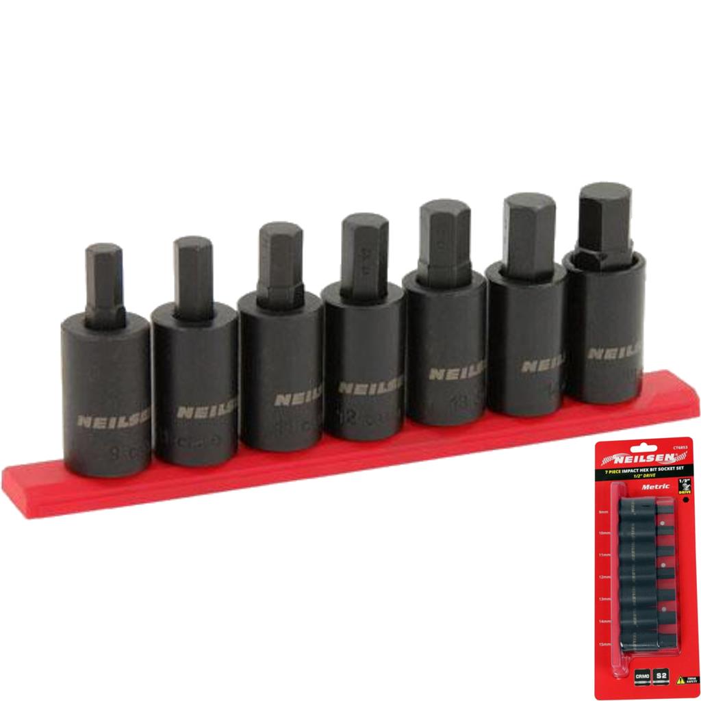 Neilsen Impact Hex Bit Socket Set 7pc T40 To T70 1/2" Drive Torx Tool Kit Neilsen Impact Hex Bit Socket Set 7pc T40 To T70 1/2" Drive Torx Tool Kit