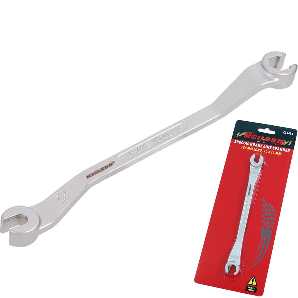 Neilsen Flare Nut Wrench Open-Ended Brake Line Pipe Spanner 10mm, 11mm Tool Neilsen Flare Nut Wrench Open-Ended Brake Line Pipe Spanner 10mm, 11mm Tool