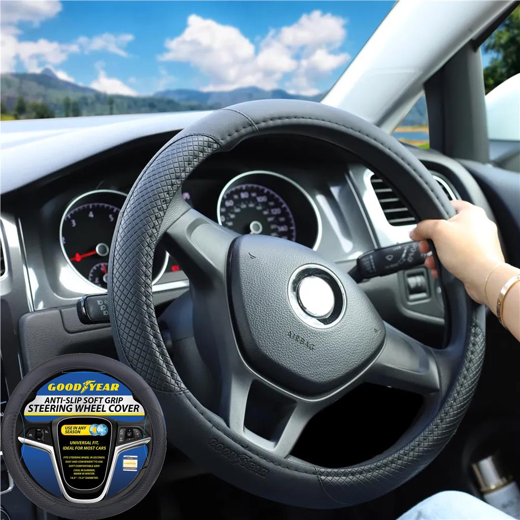 Goodyear Steering Wheel Glove Cover Soft Grip Black Mat Leather Look Universal Goodyear Steering Wheel Glove Cover Soft Grip Black Mat Leather Look Universal