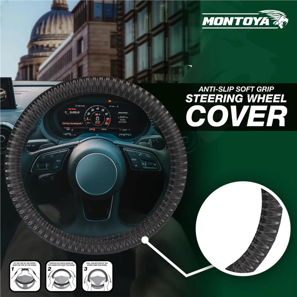 Montoya Steering Wheel Glove Cover Soft Grip 3D Effect Universal Montoya Steering Wheel Glove Cover Soft Grip 3D Effect Universal