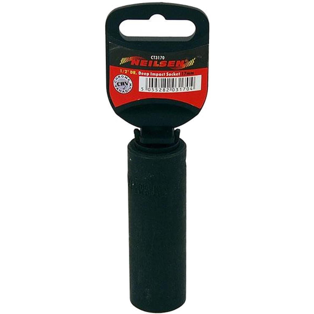 Neilsen 1/2" Drive Standard Deep Square Metric Single Impact Socket 17mm Neilsen 1/2" Drive Standard Deep Square Metric Single Impact Socket 17mm