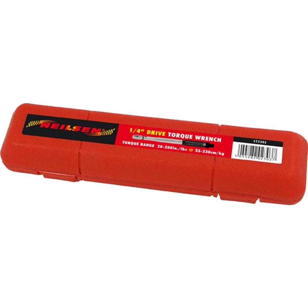 Neilsen Torque Wrench 20 - 200 in/lb 1/4" Square Drive Hand Ratchet Spanner Tool Neilsen Torque Wrench 20 - 200 in/lb 1/4" Square Drive Hand Ratchet Spanner Tool
