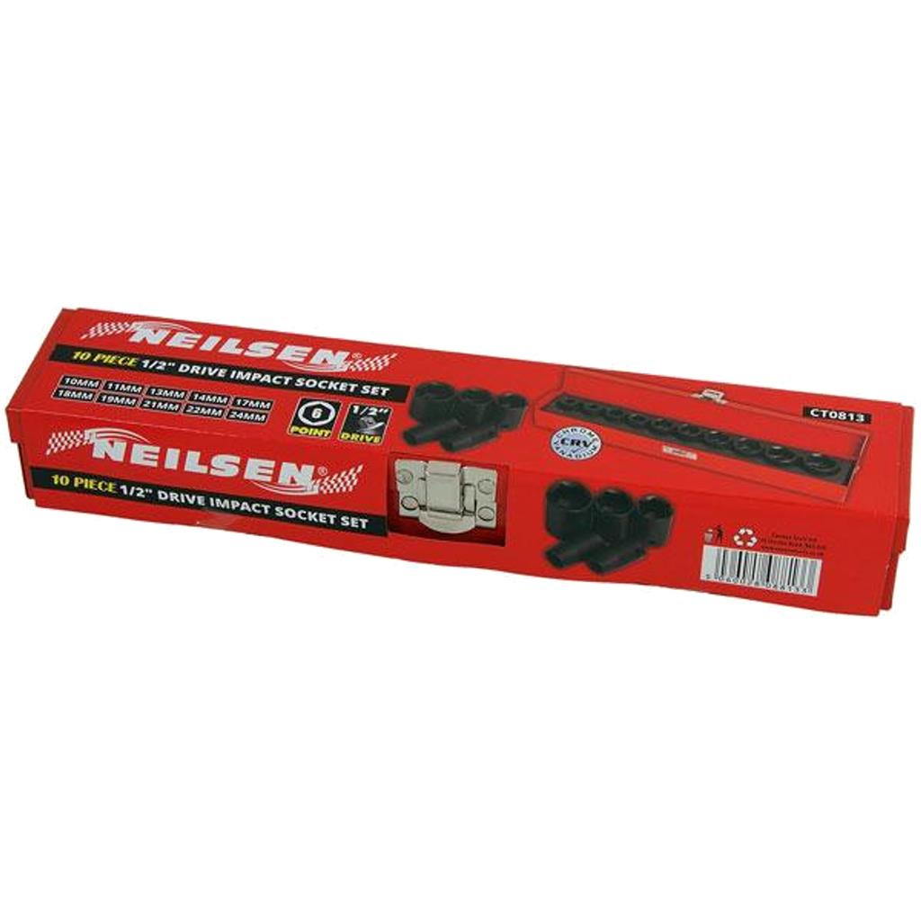 Neilsen Metric Drive Impact Sockets 10mm - 24mm Socket Set 10pc 1/2" Neilsen Metric Drive Impact Sockets 10mm - 24mm Socket Set 10pc 1/2"