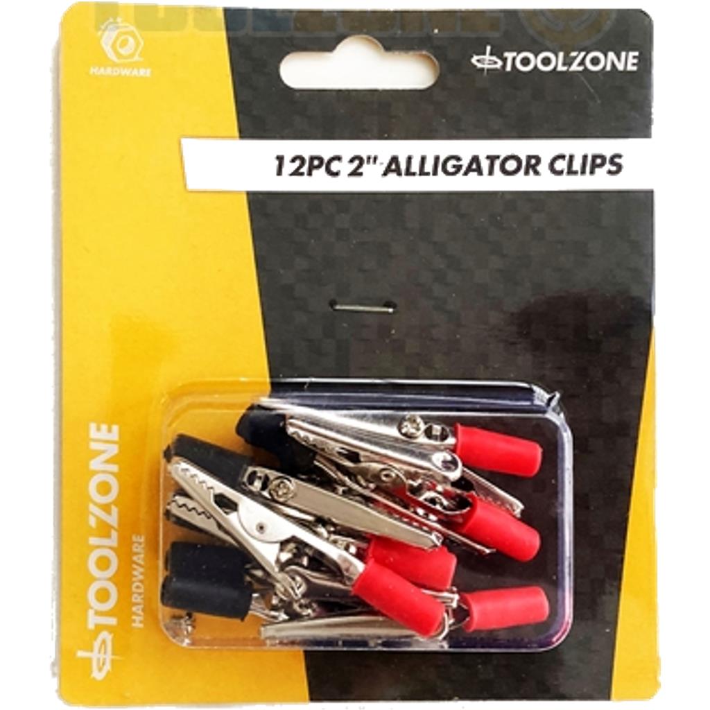 Toolzone 12pc Electrical DIY Crocodile Alligator Spring Clip Set 2" Toolzone 12pc Electrical DIY Crocodile Alligator Spring Clip Set 2"