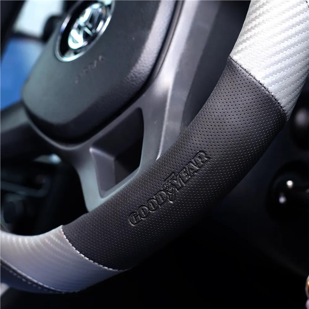 Goodyear Steering Wheel Glove Cover Black & Grey Mat Leather Look Universal Goodyear Steering Wheel Glove Cover Black & Grey Mat Leather Look Universal