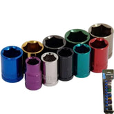 Toolzone 10pc Multi Coloured Metric Shallow Socket 10mm - 19mm Set 3/8" Drive