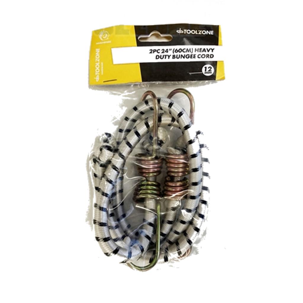 Toolzone 2pc 12mm Thick Elastic Stretch Bungee Cords Hooks Tie Down Straps 24" Toolzone 2pc 12mm Thick Elastic Stretch Bungee Cords Hooks Tie Down Straps 24"