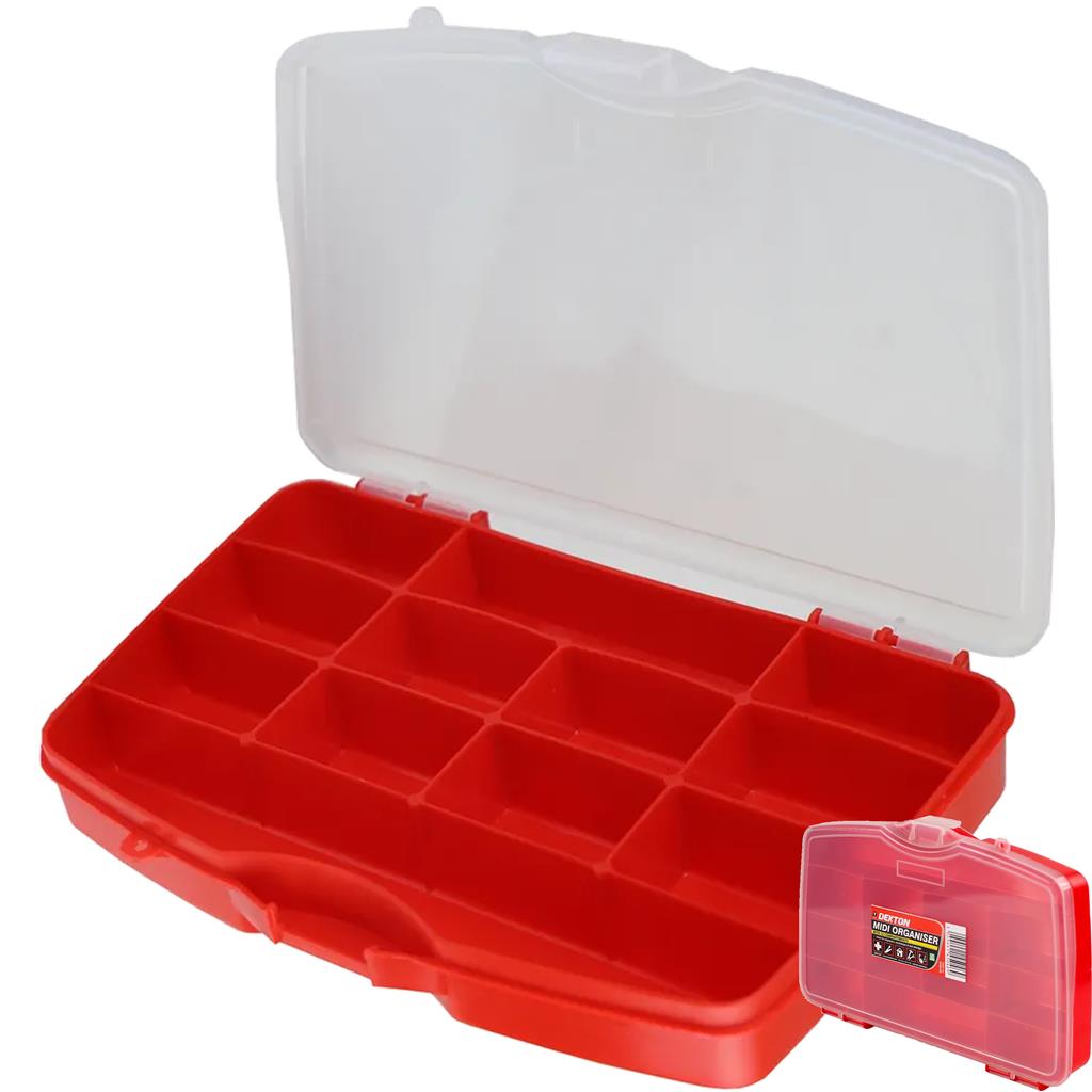 Dekton Midi 12 Compartment Box Storage Tool Organiser Case Screw Nail Nut Bolt Dekton Midi 12 Compartment Box Storage Tool Organiser Case Screw Nail Nut Bolt